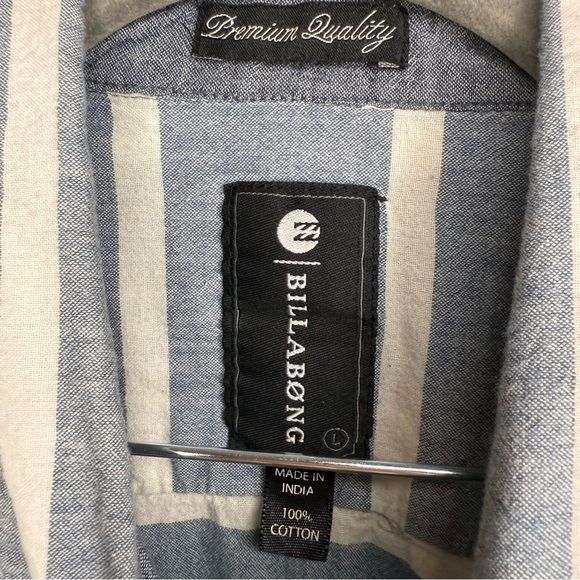 Billabong Blue White Casual Button Down Striped Shirt 100% Cotton Size Large GUC - Picture 4 of 8